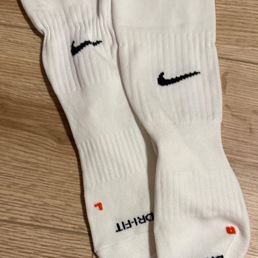 Nike White Crew Athletic Socks with Black Swoosh - Picture 3 of 5